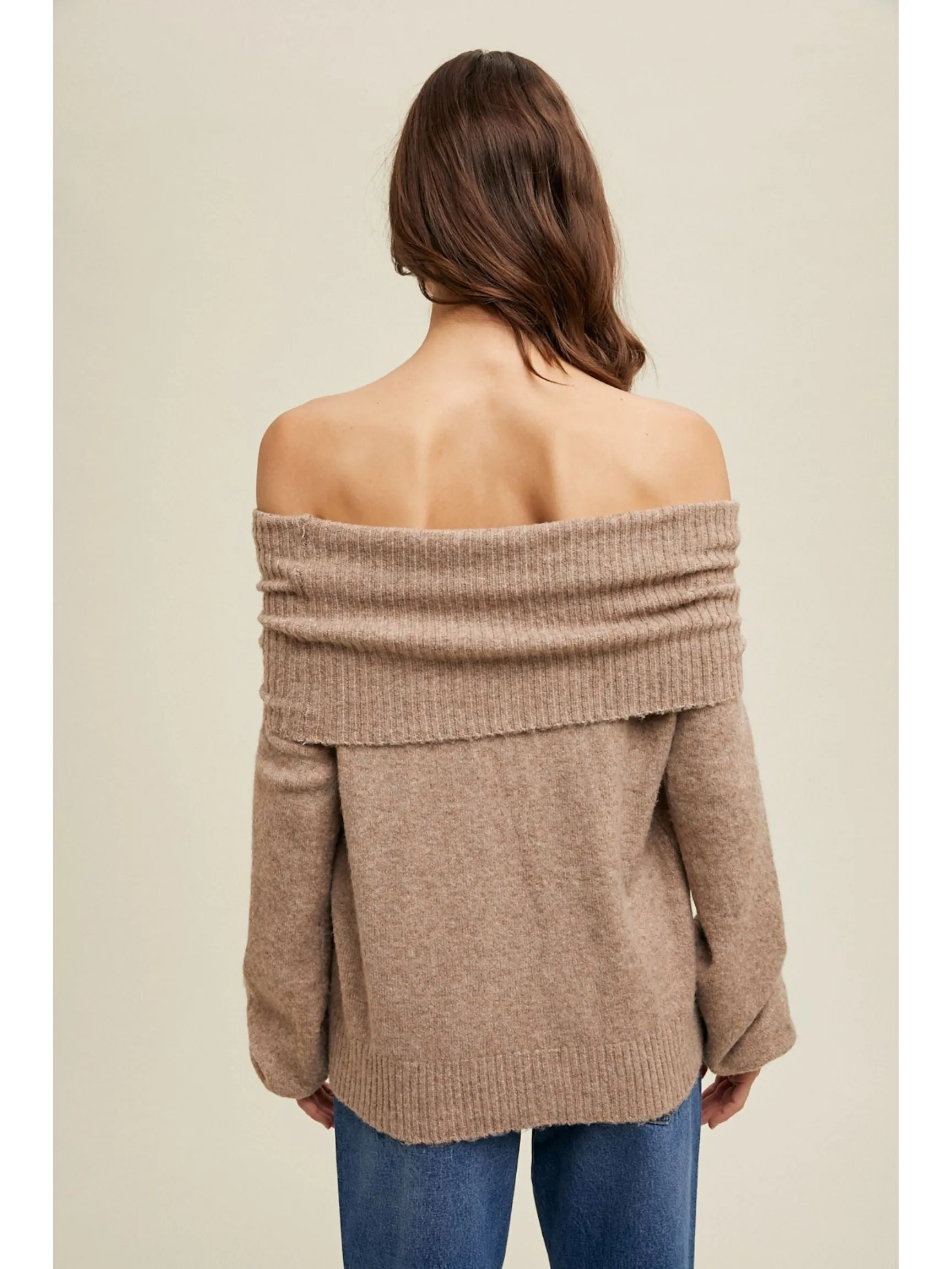 Mocha Off Shoulder Sweater