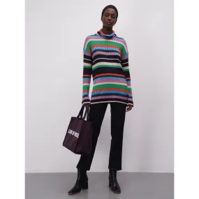 Multicolored striped turtleneck sweater