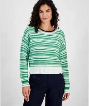 Nautica Jeans Women's Striped Dropped-Shoulder Sweater