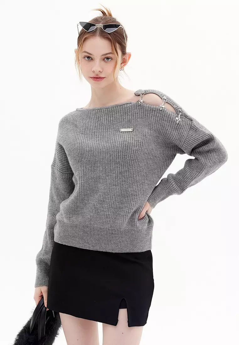 Off Shoulder Knit Sweater HH2878