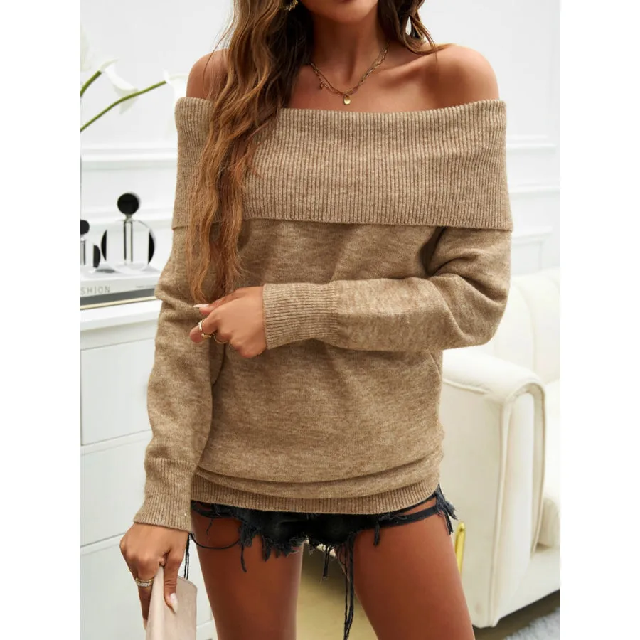 Off-Shoulder Long Sleeve Sweater