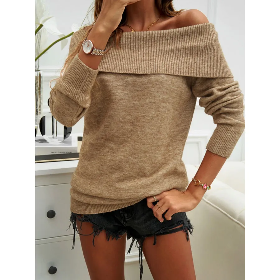 Off-Shoulder Long Sleeve Sweater