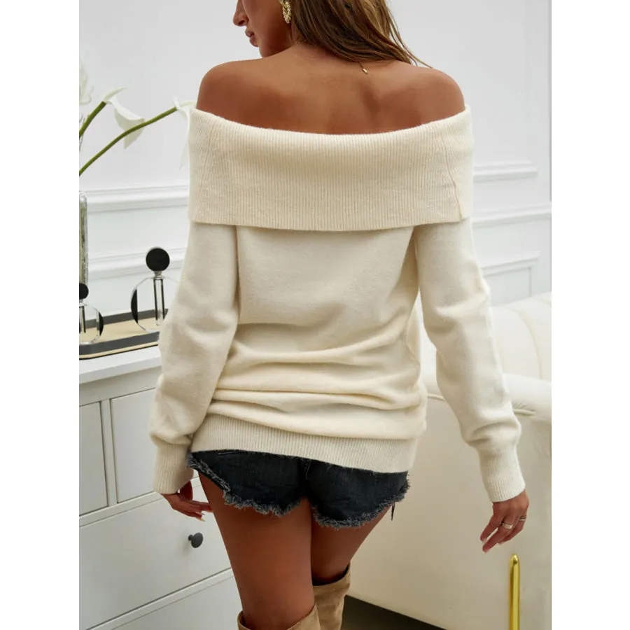 Off-Shoulder Long Sleeve Sweater