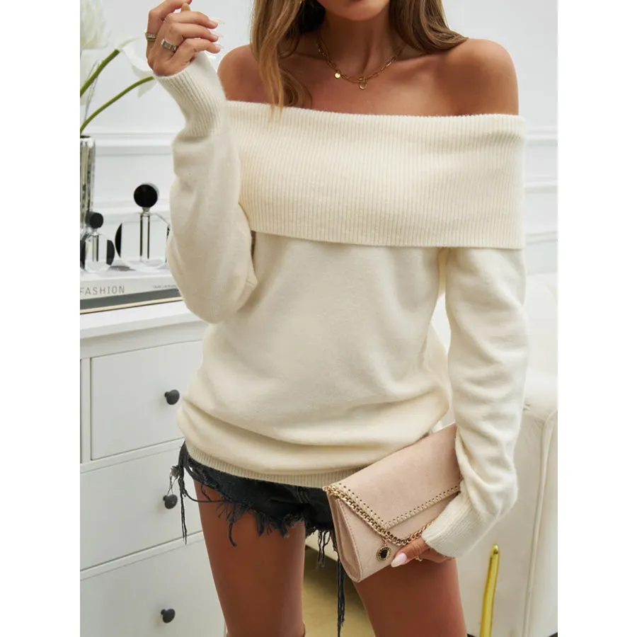 Off-Shoulder Long Sleeve Sweater