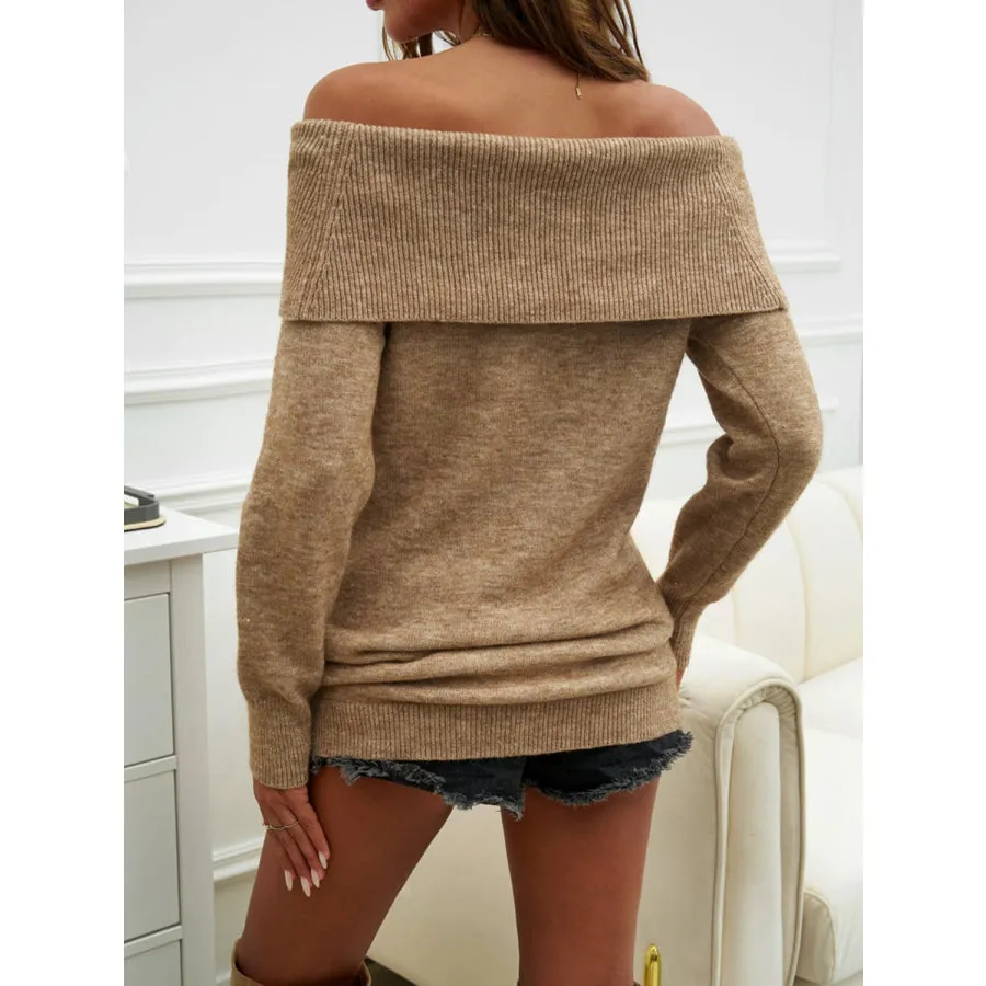 Off-Shoulder Long Sleeve Sweater