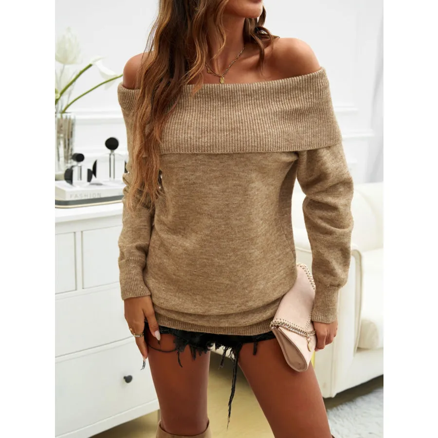 Off-Shoulder Long Sleeve Sweater