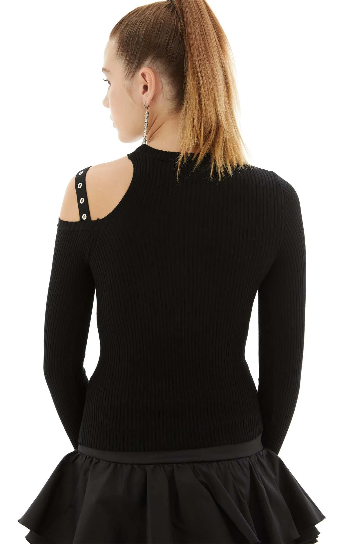 One Shoulder Sweater - Black