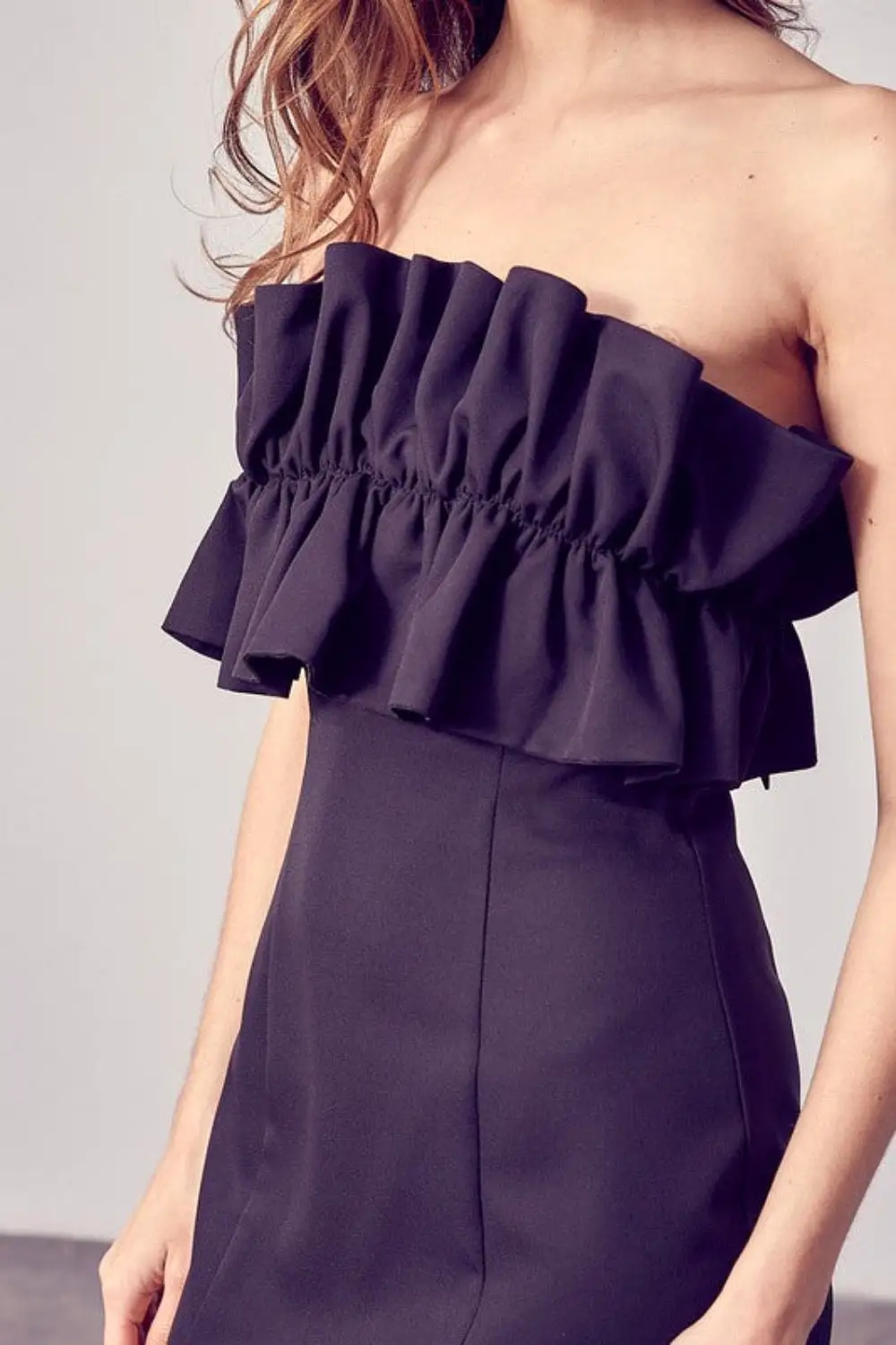 Open Shoulder Ruffle Mini Dress