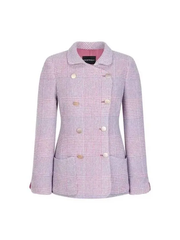 Overseas Station Season Big Chance 8 18 Women s Glen Check Pattern Double Wool Jacket Dark Pink 270794