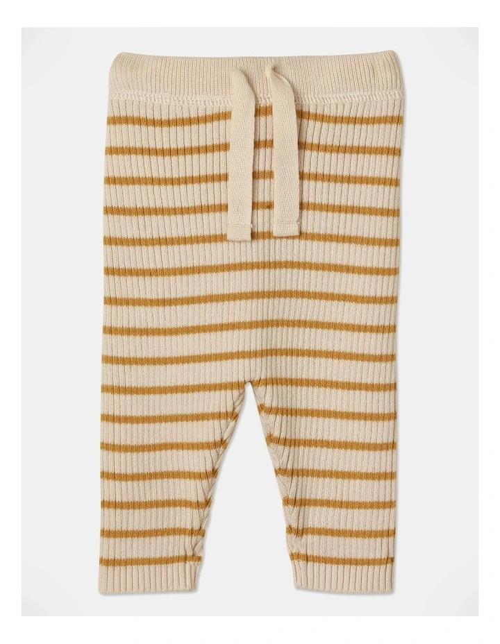 Peta Rib Stripe Top And Legging Set in Mustard