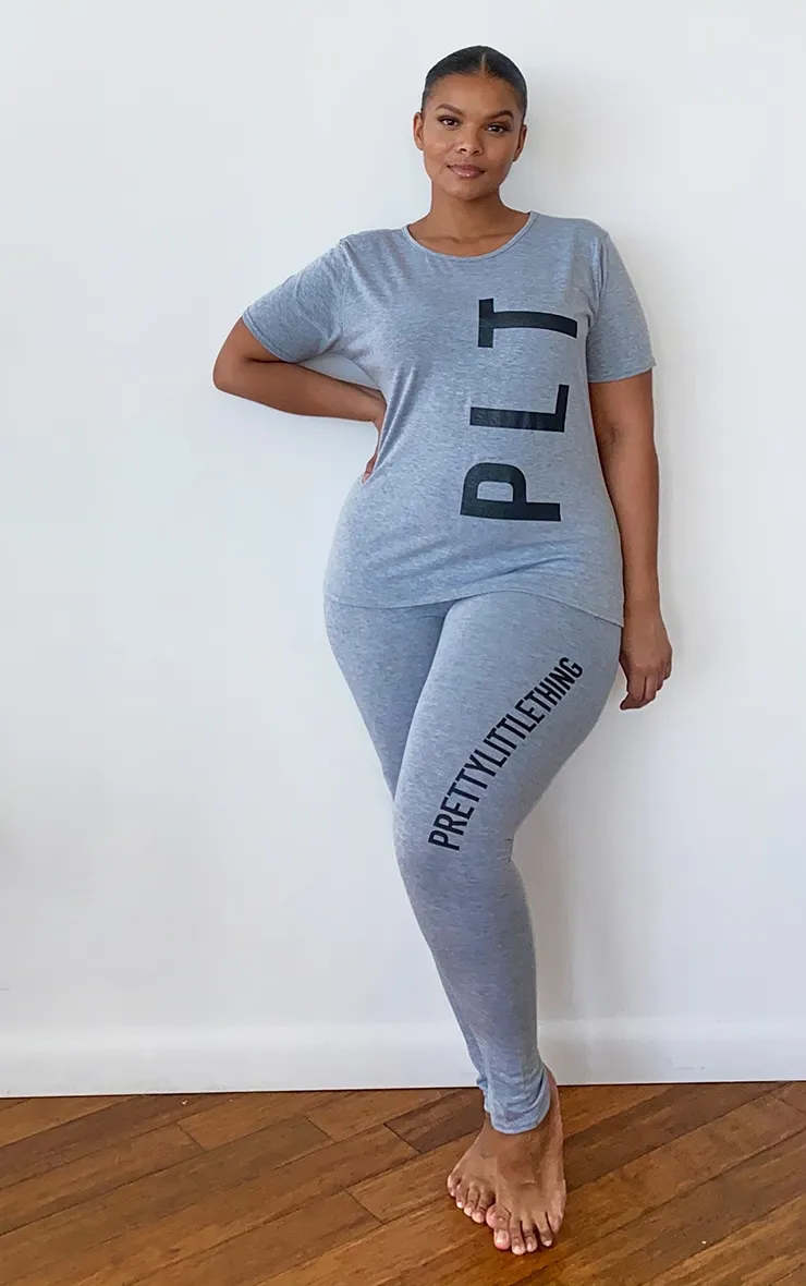 Plus Prettylittlething Grey Legging Pj Set