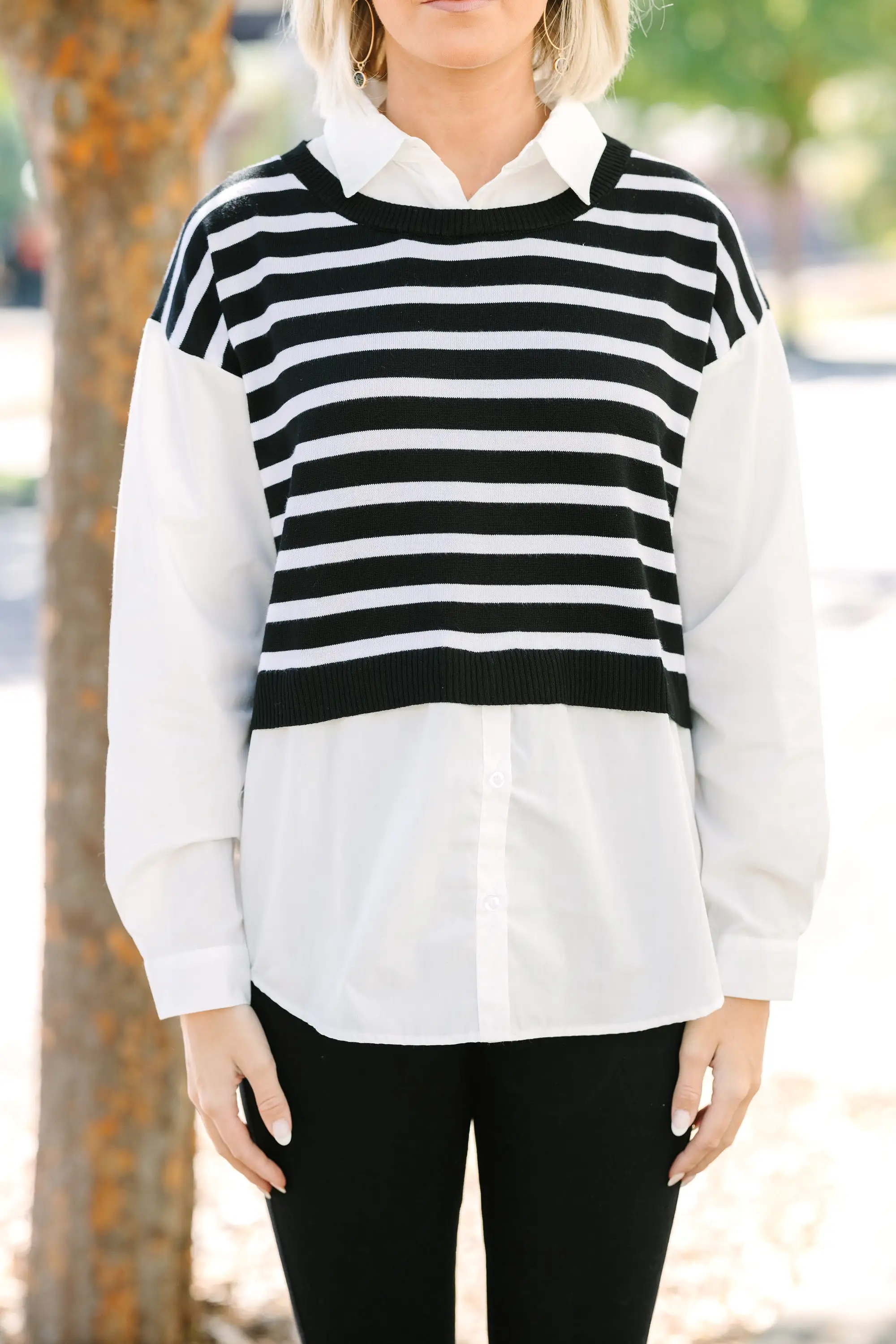 Precise Perfection Black Striped Sweater