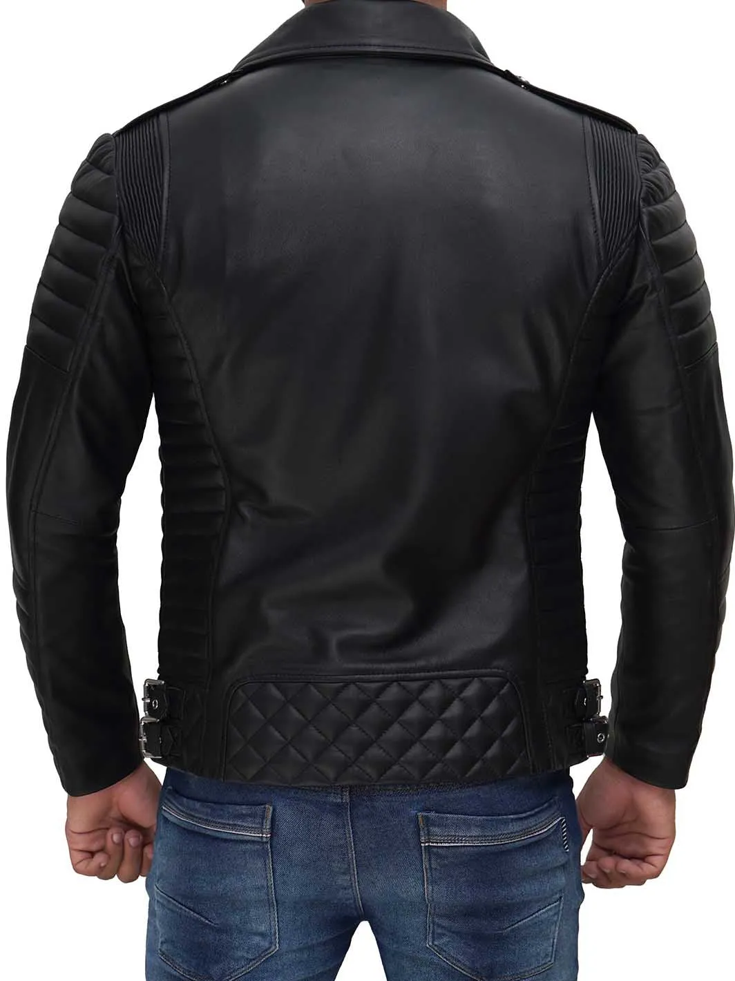 Preston Men's Asymmetrical Black Quilted Leather Biker Jacket