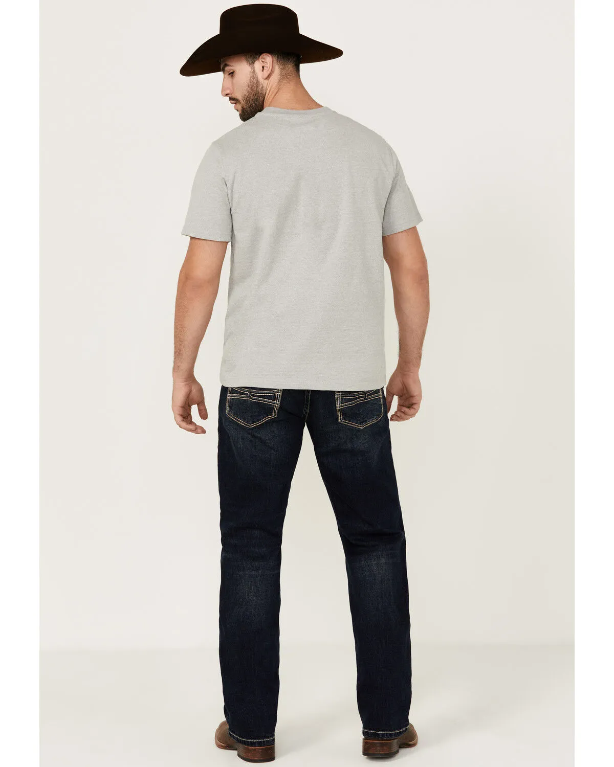 Product Name:  Rock & Roll Denim X Hooey Men's Double Barrel Dark Wash Relaxed Stack Bootcut Reflex Stretch Denim J