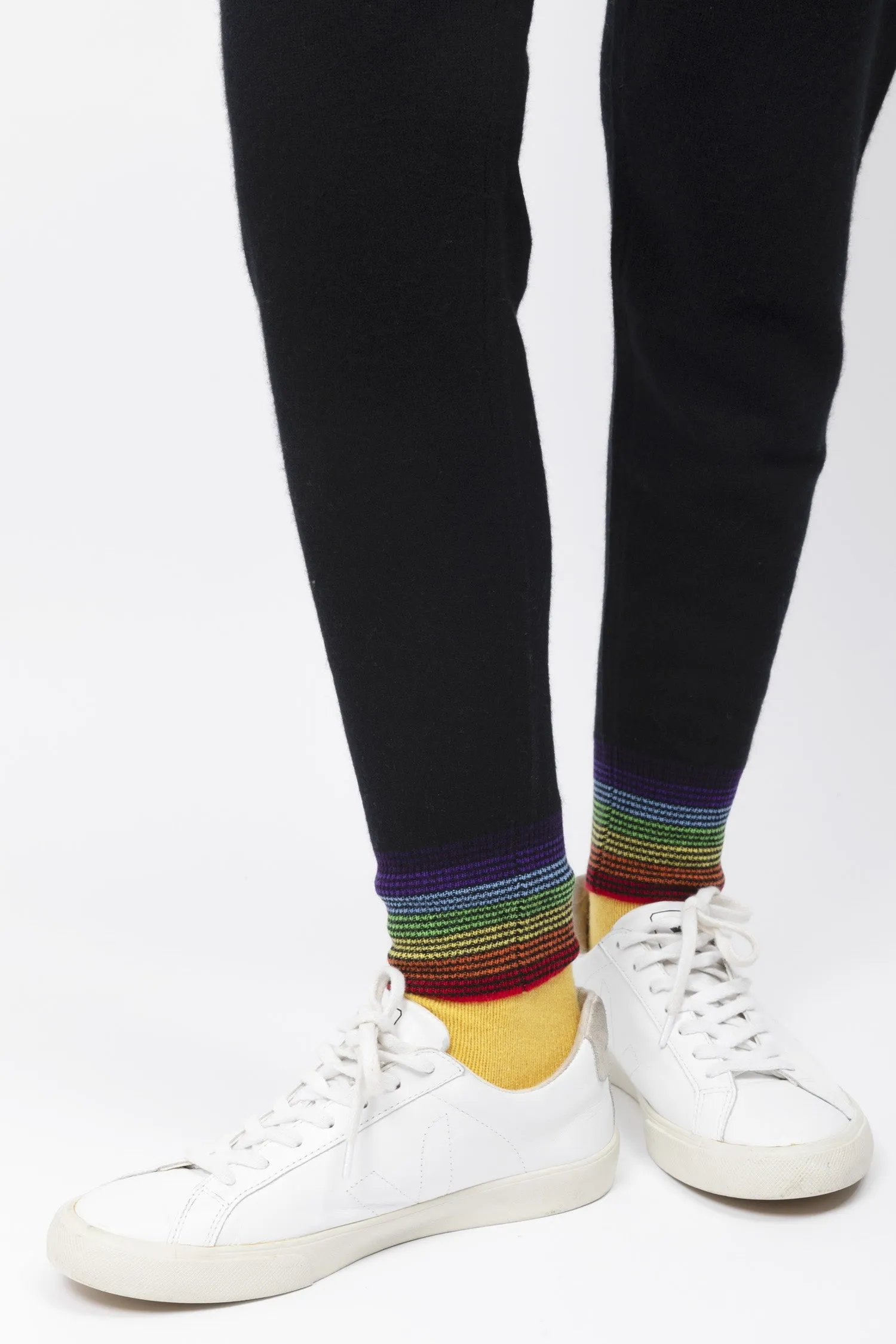 Rainbow Striped Cashmere Sweater Pants