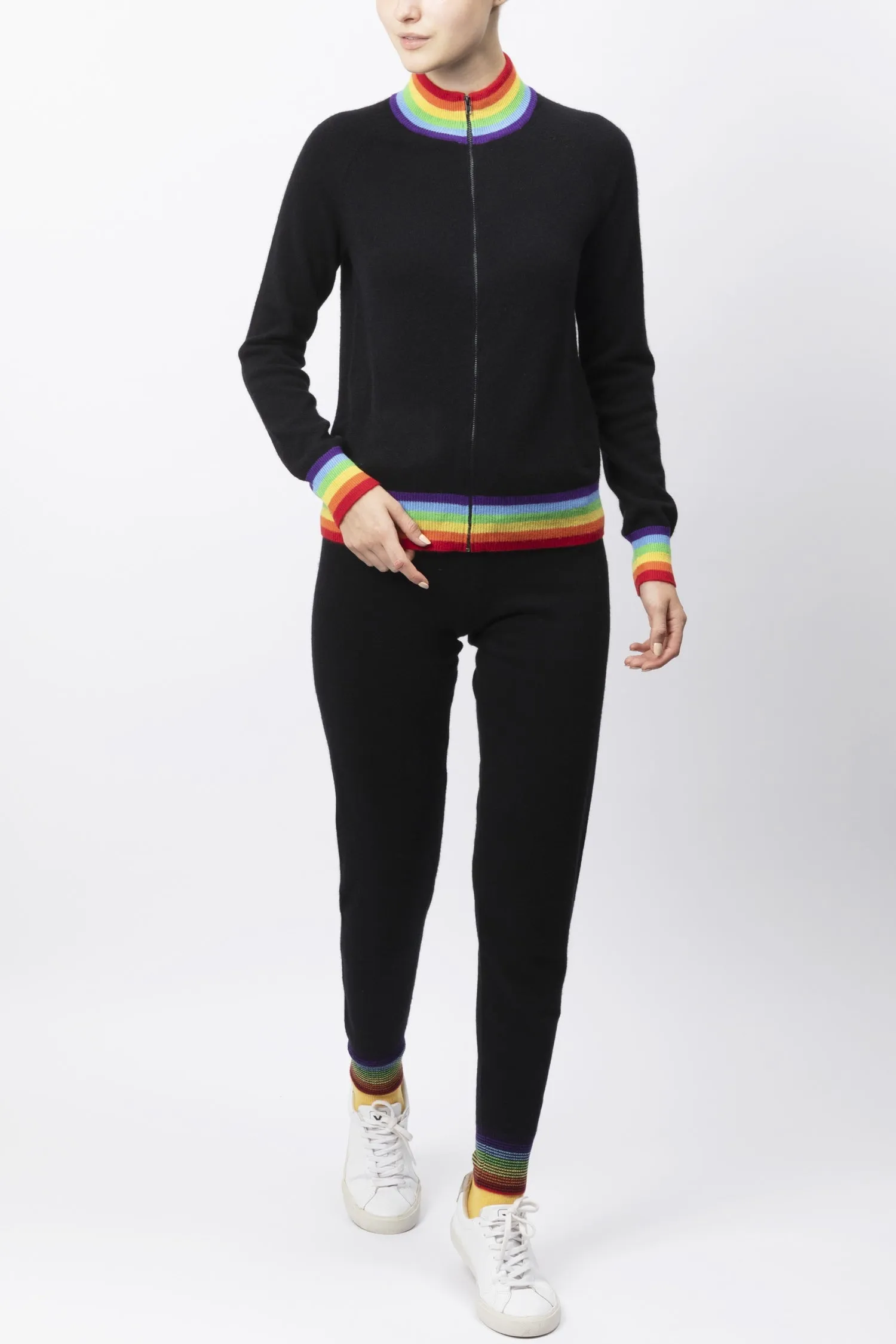 Rainbow Striped Cashmere Sweater Pants