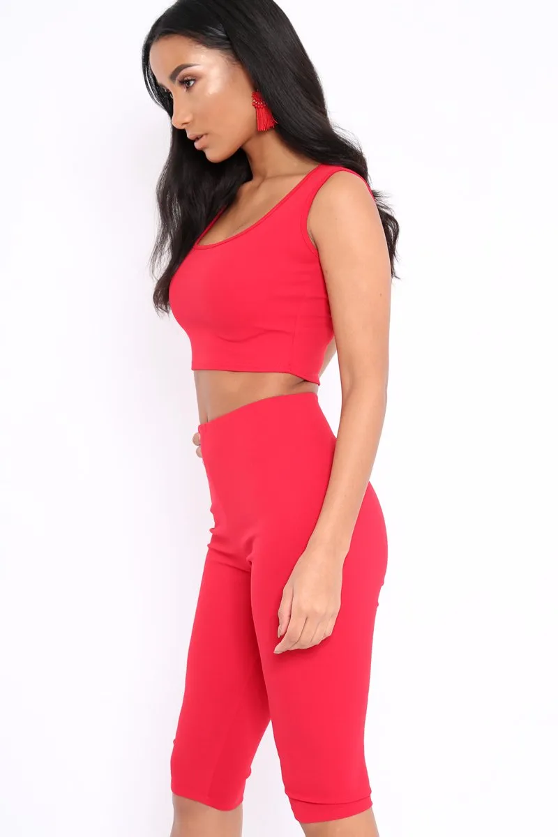 Red Cropped Top and Leggings Co-Ords - Remini