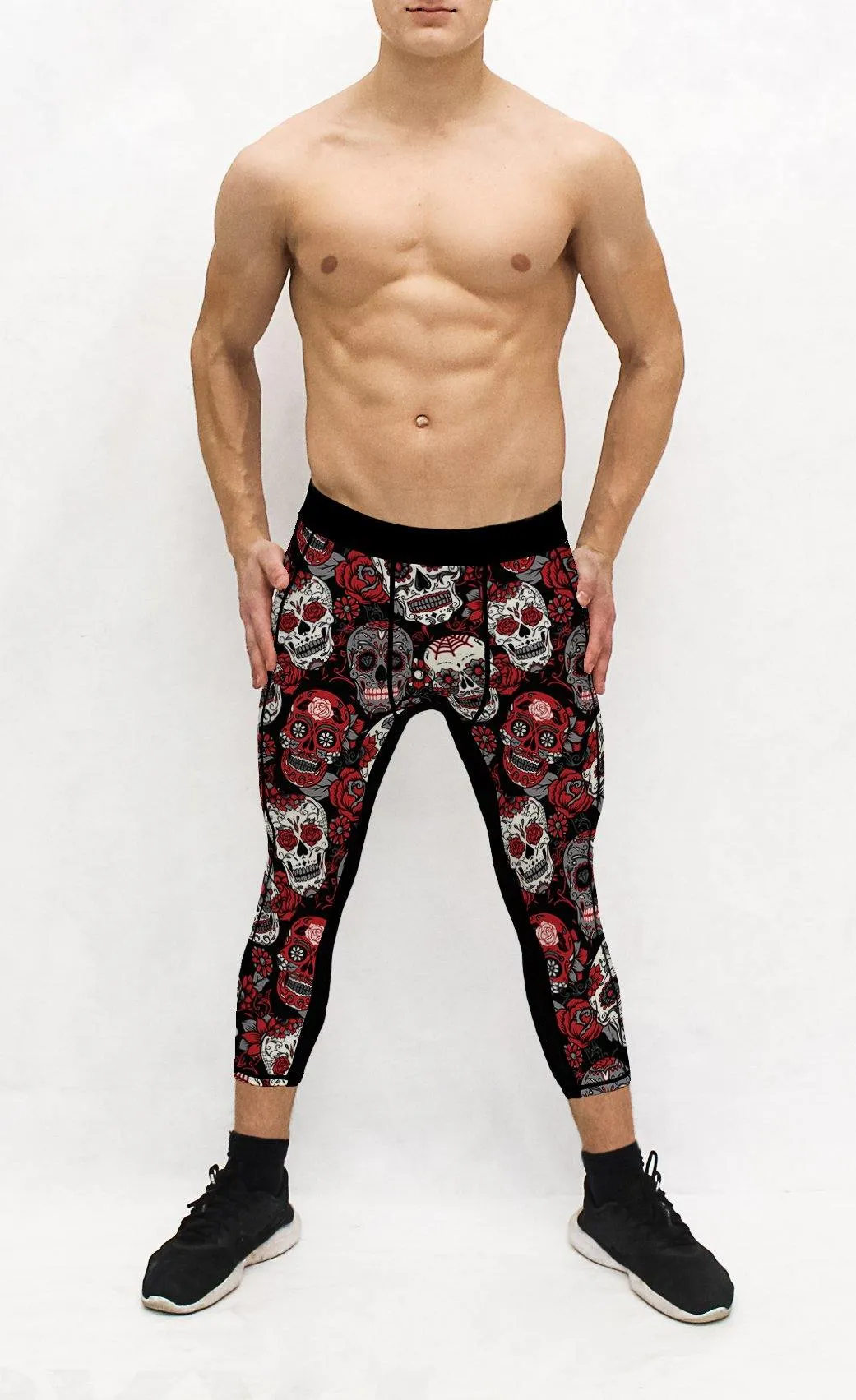 Red Sugar Skull Men's Pocket Tights