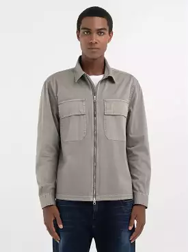 Replay PE24 Camicia Full Zip in Twill Grey Military Man