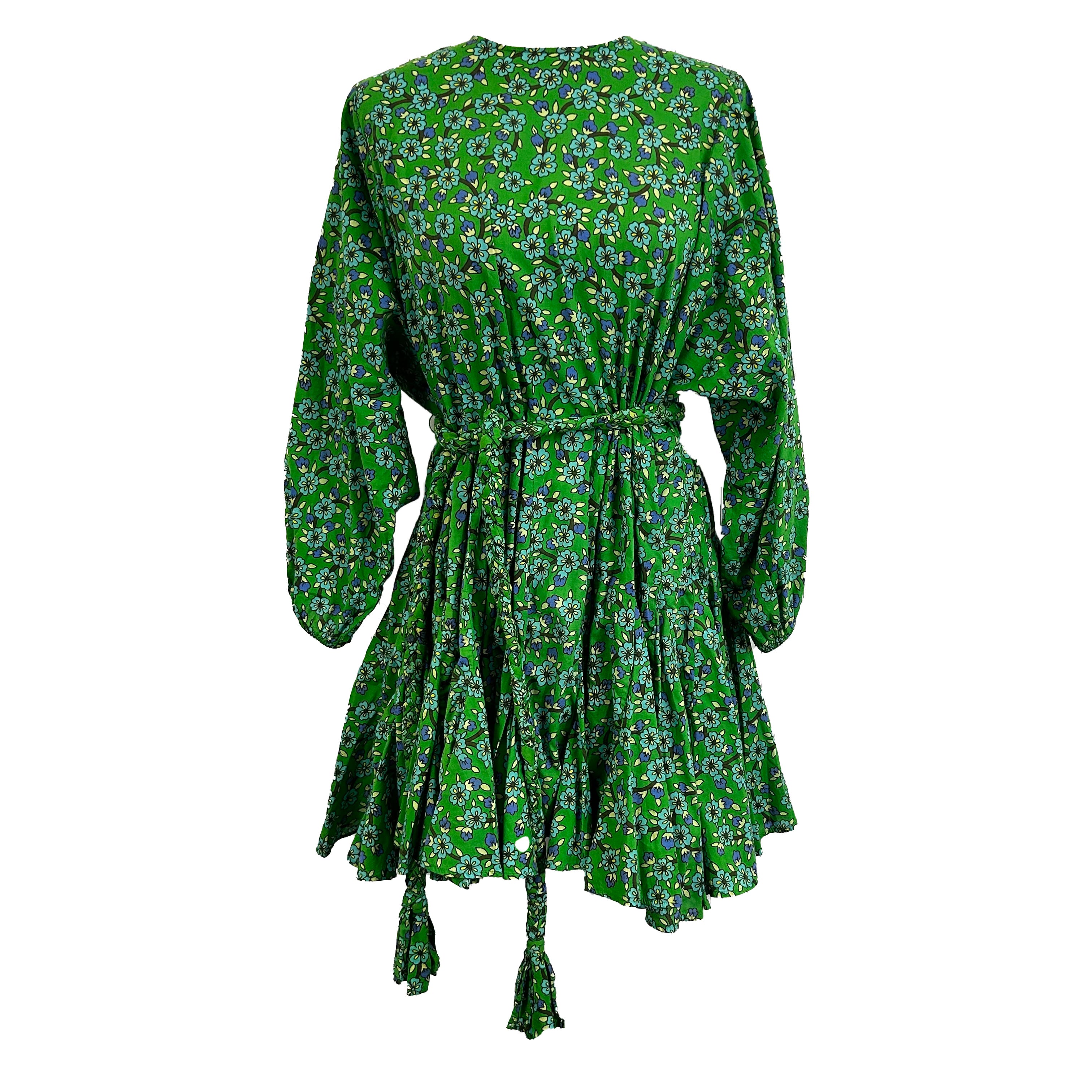 Rhode 320 Emerald Floral Cotton Belted Mini Dres_XS/S/M