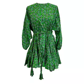 Rhode 320 Emerald Floral Cotton Belted Mini Dres_XS/S/M