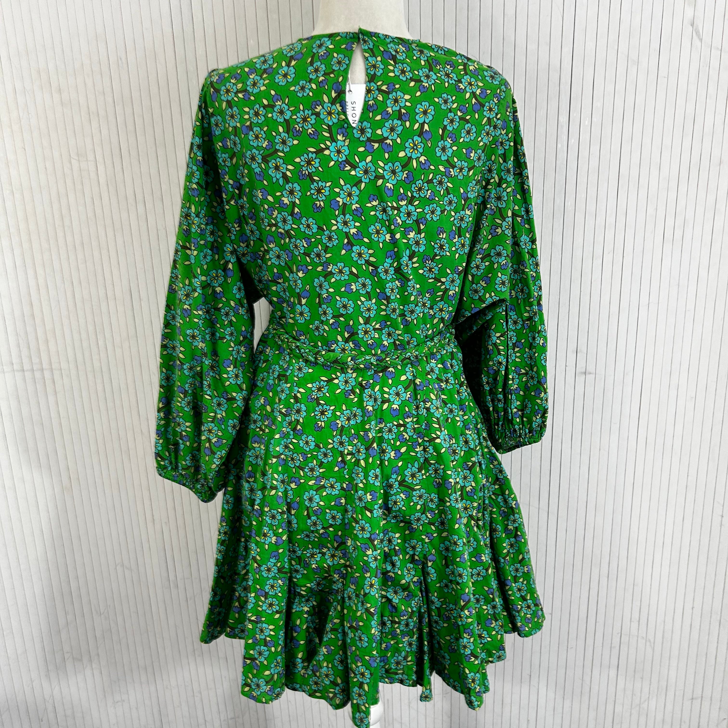 Rhode 320 Emerald Floral Cotton Belted Mini Dres_XS/S/M