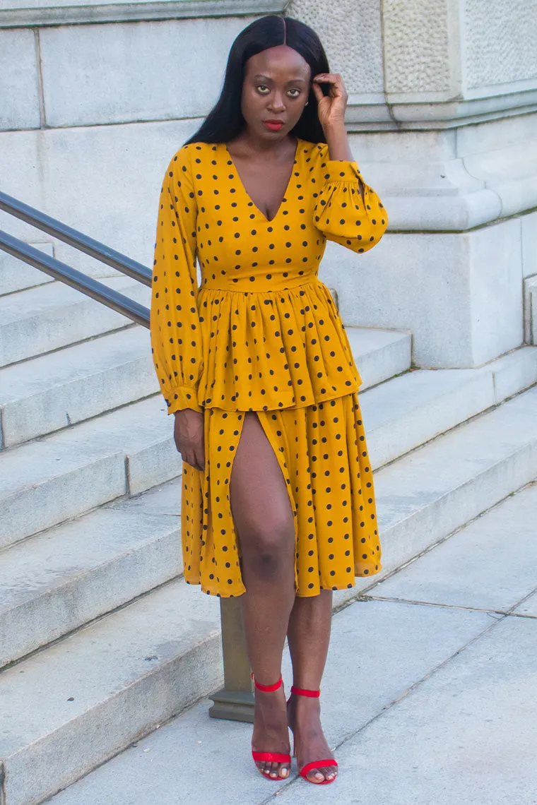 Ronike Mustard Polka Dot Dress