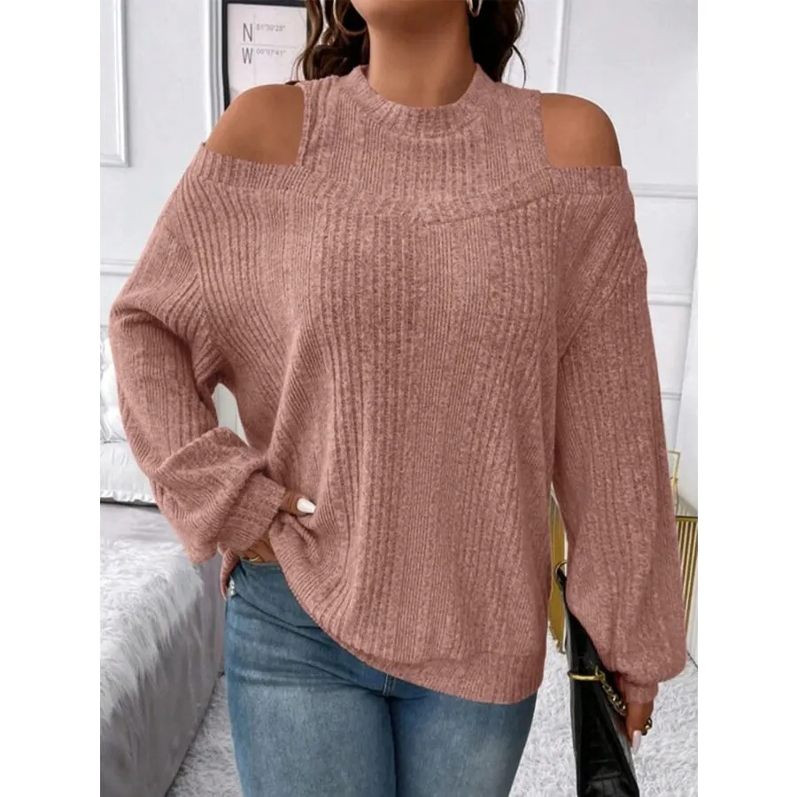 Round Neck Cold Shoulder Sweater