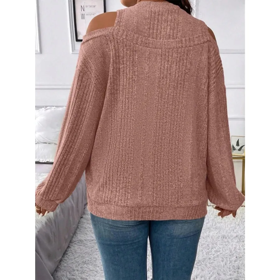 Round Neck Cold Shoulder Sweater