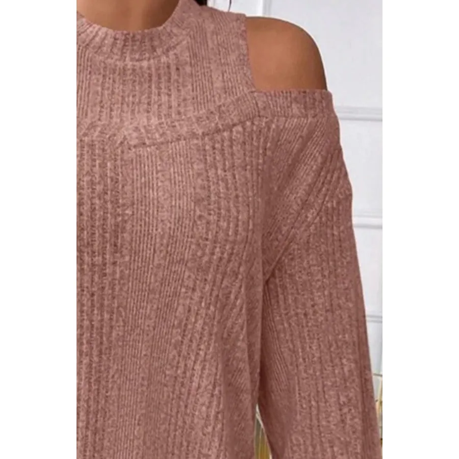 Round Neck Cold Shoulder Sweater