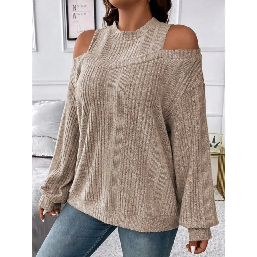 Round Neck Cold Shoulder Sweater