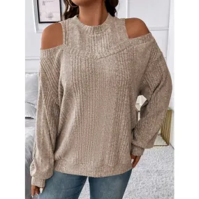 Round Neck Cold Shoulder Sweater