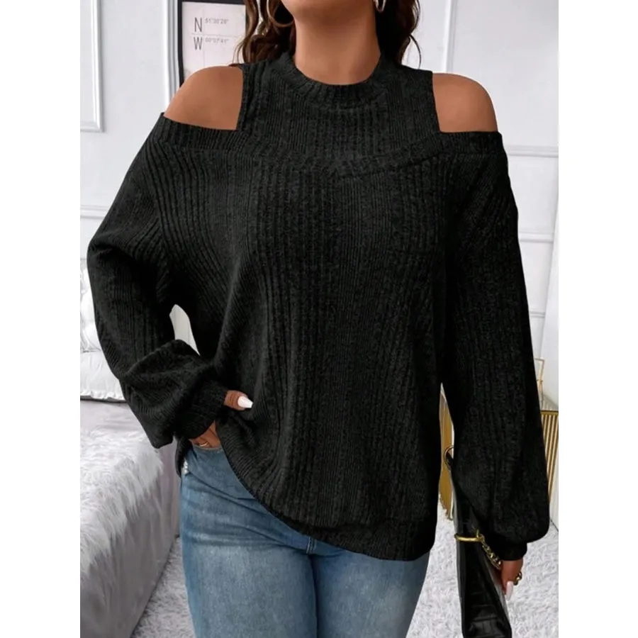 Round Neck Cold Shoulder Sweater