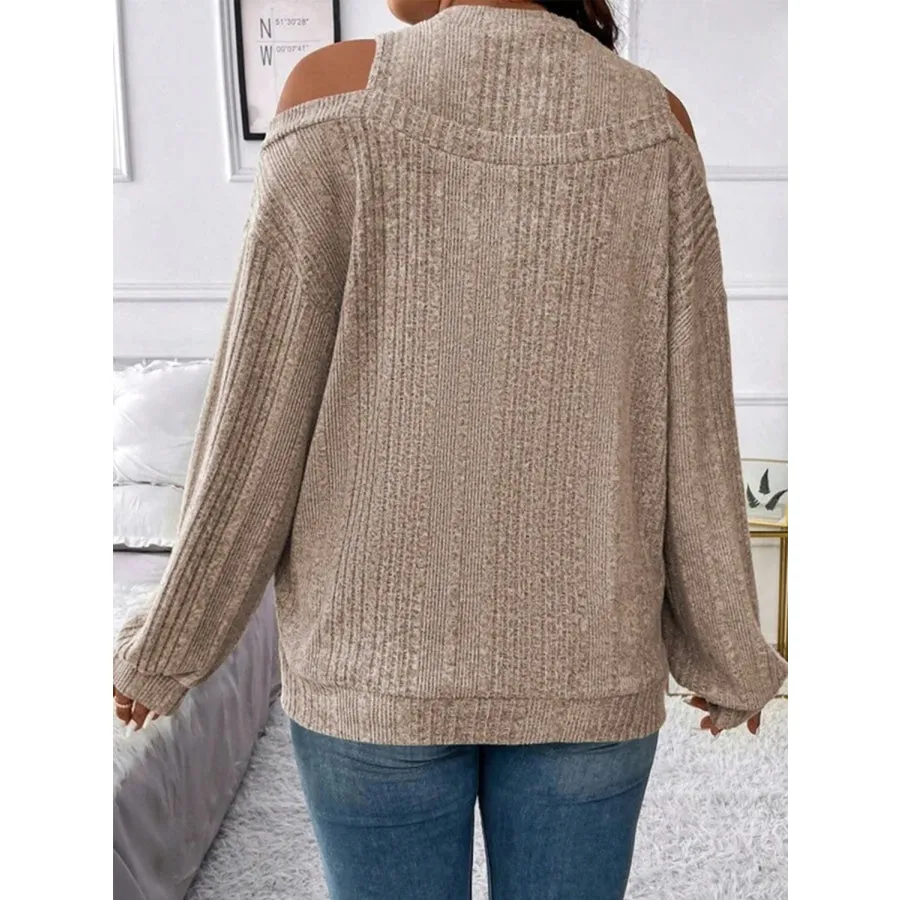 Round Neck Cold Shoulder Sweater