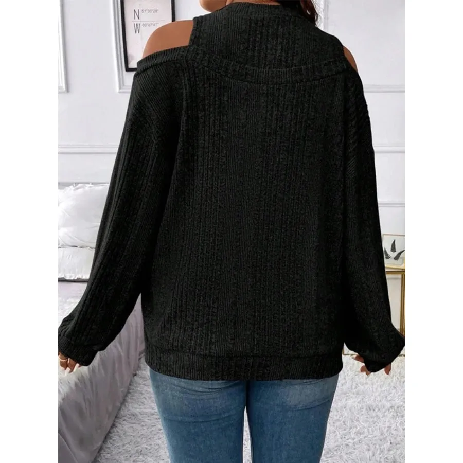 Round Neck Cold Shoulder Sweater