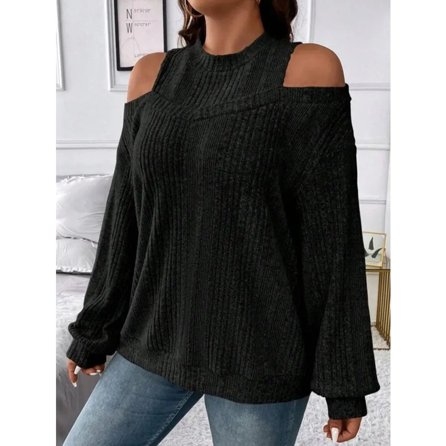 Round Neck Cold Shoulder Sweater