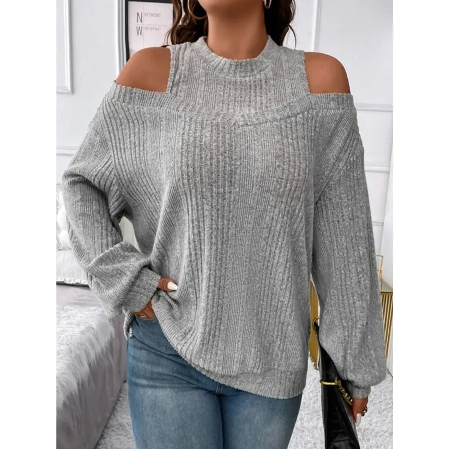 Round Neck Cold Shoulder Sweater