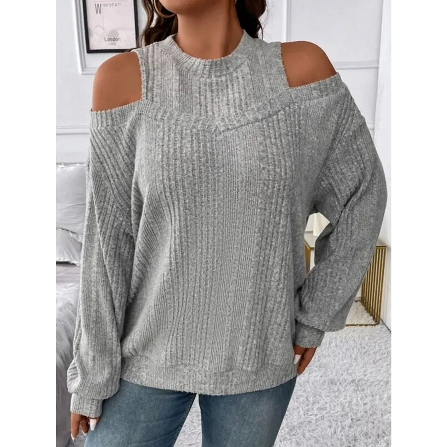 Round Neck Cold Shoulder Sweater