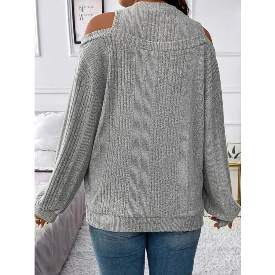 Round Neck Cold Shoulder Sweater