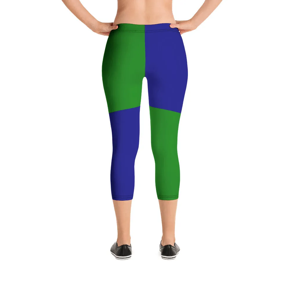 Savannahwood Royal Blue/Green Capri Leggings