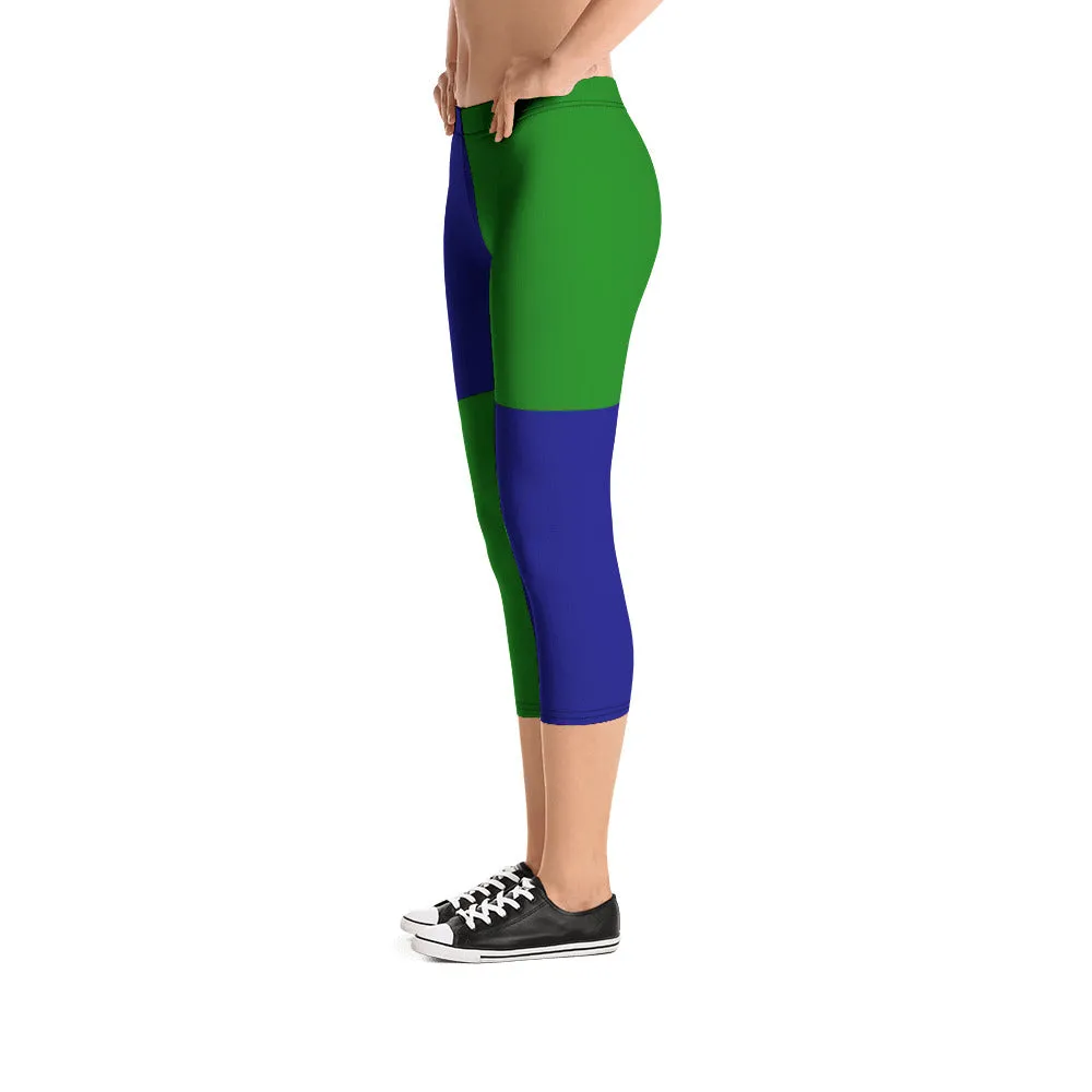 Savannahwood Royal Blue/Green Capri Leggings