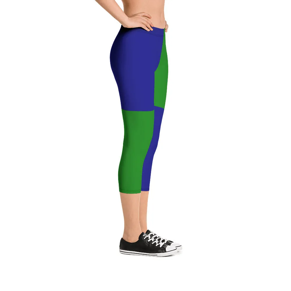 Savannahwood Royal Blue/Green Capri Leggings