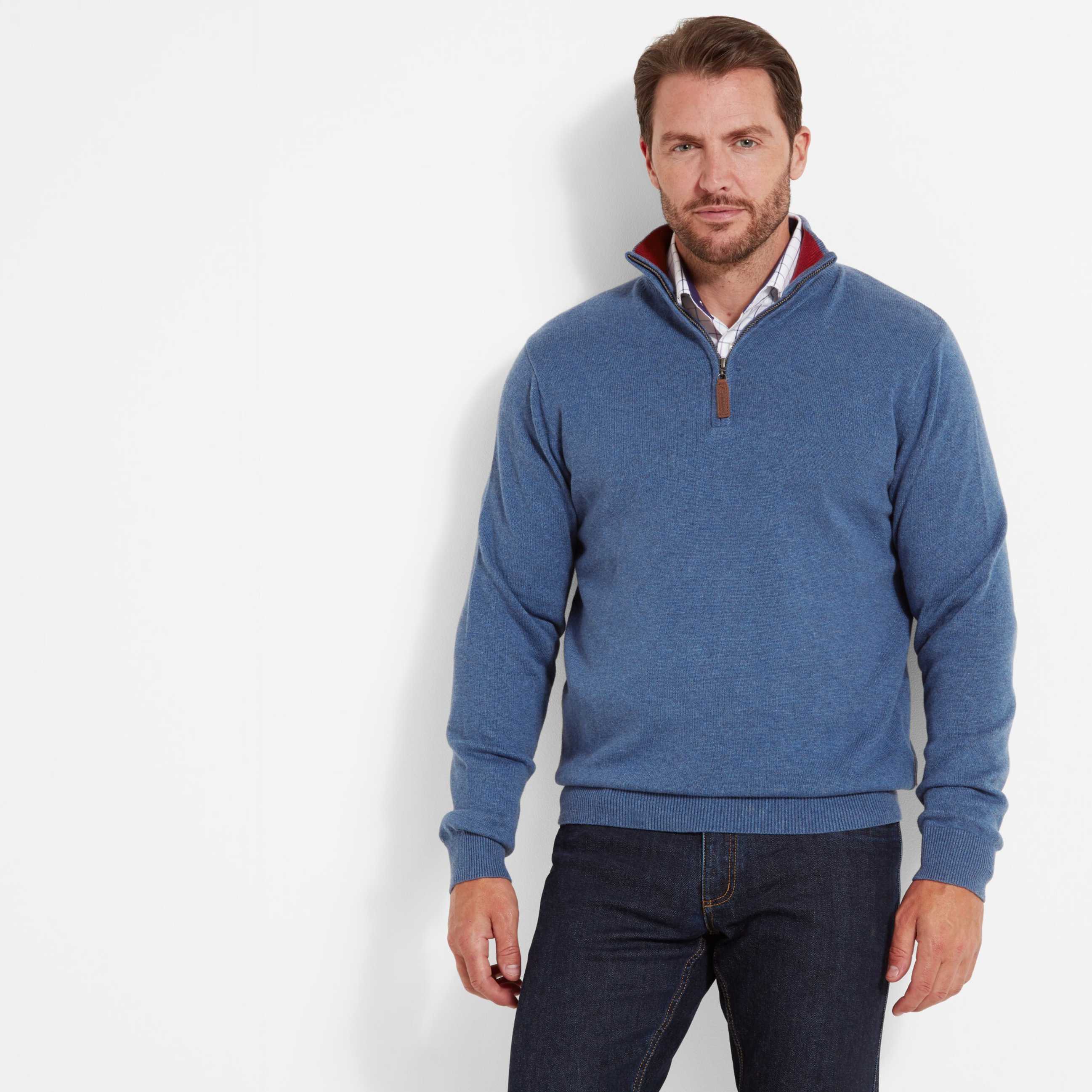 Schoffel Cotton Cashmere Cable 1/4 Zip Jumper