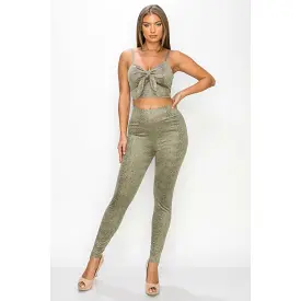 Sleeveless snake print top and leggings set