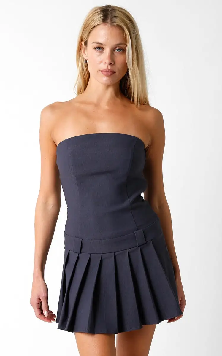 Strapless Pleated Dress