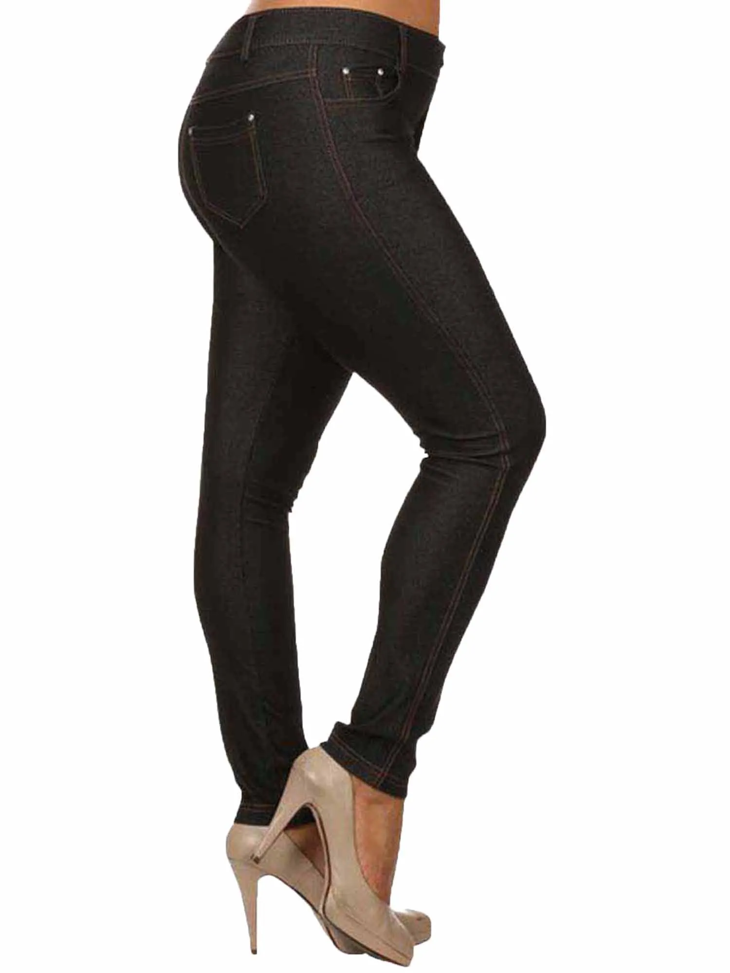 Stretchy Plus Size Jeggings With 5 Pockets