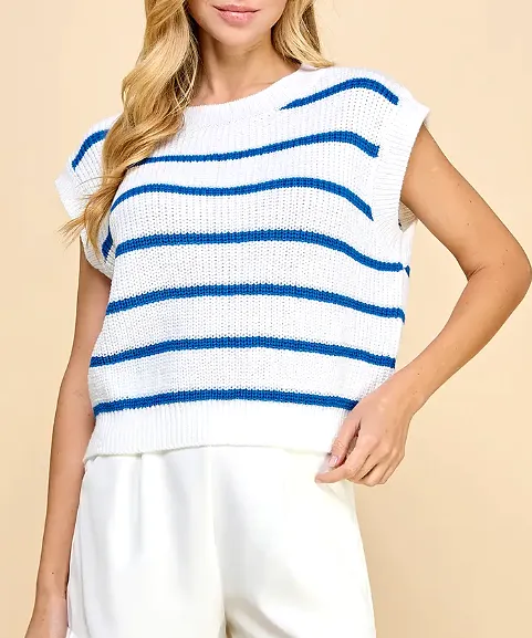 Striped Knit Top - Blue