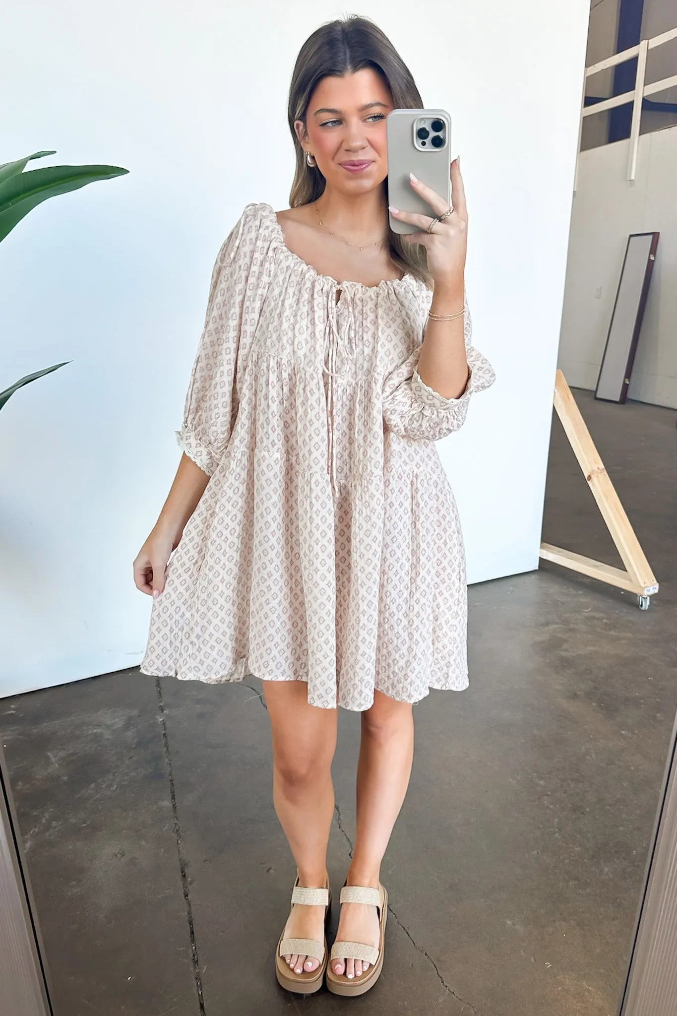 Sweet Composure Geo Print Flowy Dress