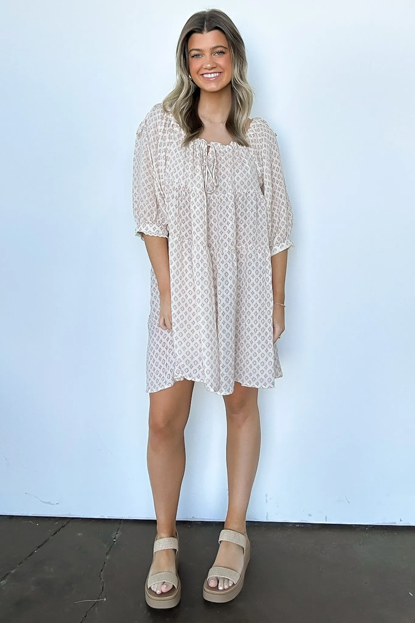 Sweet Composure Geo Print Flowy Dress