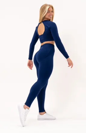 Tempo Seamless Scrunch Leggings & Long Sleeve Set - Royal Blue